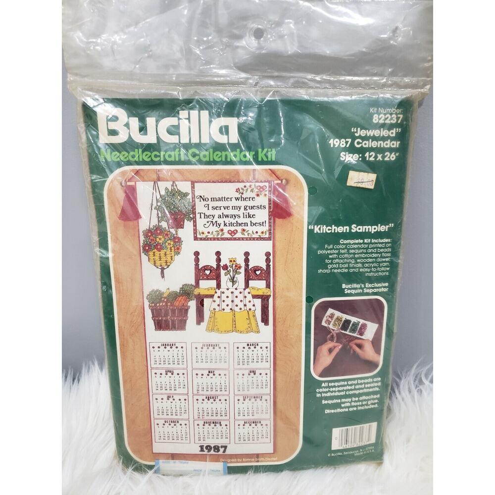 NEW Bucilla Calendar Kitchen Sampler Theme 1987 needlecraft vintage towel decor